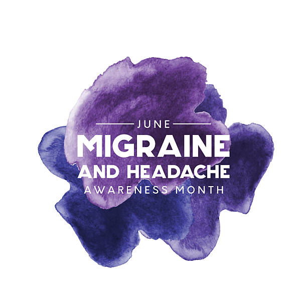 Migraine and Headache Awareness Month watercolor poster, June. Vector illustration.